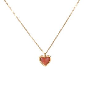 Red Heart Necklace Carnelian Necklace for Women Healing Crystals Dainty Heart Gemstone 14k Gold Pendant Necklace Jewelry Gifts for Wife Girlfriend Mom on Birthday Valentine's Mother's Day Anniversary