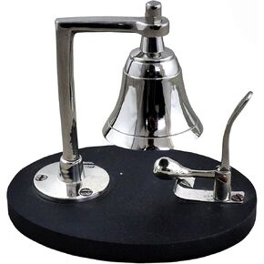 جرس نداء عتيق مصنوع يدويًا مع قاعدة خشبية بتصميم عجلة السفينة، جرس نداء مكتبي، قطر 6.5 بوصة، جرس خدمة للمكتب، الفندق، المطعم، المطبخ (النوع 2) in Kuwait