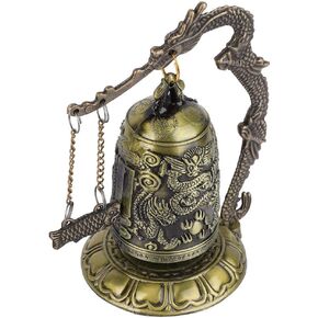 Carved Bronze Dragon Lock Electroplating Small Dragon Shape Bell Ornaments Desk Decor