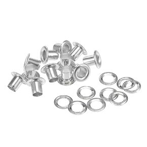 uxcell Grommets Eyelets with Washers Kit, 9 x 4.5 x 7mm Copper Grommet Chrome Plated for DIY or Craft Projects Silver Tone 100 Set