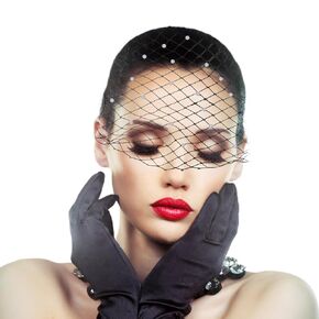 Fascinators Hats for Women,Black Veil Headband Veil,Funeral Veil Wedding Dresses for Women Hair Accessory Headband with Veil Headband Fit for Wedding Dancing Party Headpiece Festival Hair Tea Party