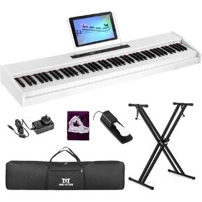 MUSTAR Digital Piano 88 Key Semi Weighted for Beginners, 88 Key Weighted Keyboard Piano with Stand, Full Size Electric Piano Keyboard 88 Keys, Build-in Speakers, Case, Sustain Pedal, USB MIDI, Black