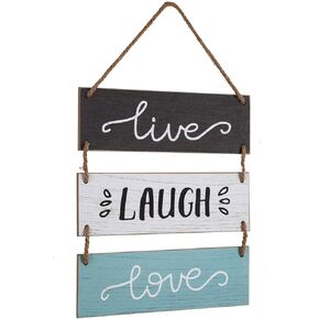 Rustic Home Wall Decor Sign for Living Room Bedroom Bathroom Kitchen Office or more - Farmhouse Wall Hanging Decoration Wooden Sign "Live Laugh Love"