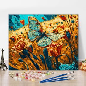 DIY Paint by Number Paint by Numbers Kit for Adults Red Blue Big Dragon on Magma Sea Brave Beast Painting on Canvas for Beginner and Kids Paint by Number for Home Wall Decor Artwork 16x20 Inch