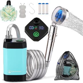 Portable Camping Shower,Upgrade 7800mAh Rechargeable Electric Shower Pump with USB-C, Handheld Filter Shower Head Two-Meter Hose Suitable for Outdoor Hiking, RV Travel, Beach Vacations
