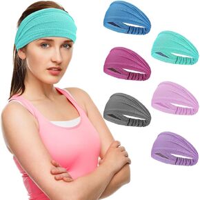 Sukeen Cooling Workout Headbands Women Men, Wide Stretchy Non-Slip Moisture Wicking Hairband, Sports Running Sweat Bands