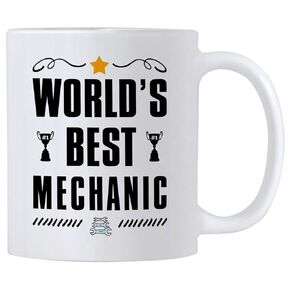 Mechanic Gifts. World's Best Mechanic 11 Ounce Coffee Mug. Cup Gift Idea for Auto Mechanics or Co-Worker.