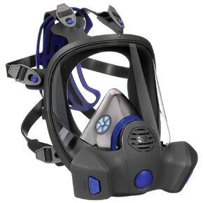 3M Secure Click Full Face Reusable Respirator with Large Lens, Speaking Diaphragm and Push Button Seal Check, FF-802, Painting, Sanding, Chemical Clean-up, Sawing, Medium