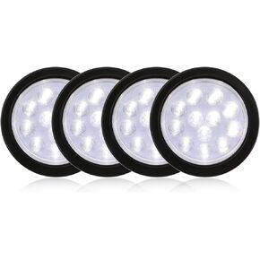 ALAVENTE 4 بوصات بيضاء مستديرة 12 فولت LED مصابيح خلفية للمقطورة إيقاف تشغيل أضواء مقطورة الفرامل لشاحنة RV 4 قطع... in Kuwait