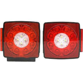 Trailer Tail Lights Submersible Red Stop Turn Signal Reverse Sealed Square Lamp LED Light for Under 80 Inch Boats Trailers Trucks RV Marine 12V