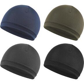4Pcs Mens Skull Caps Soft Skull Beanie Lightweight Skull Hat Stretchy Hair Sleeping Cap Breathable Helmet Liner Multifunctional Headwear for Men Women(4 Colors)