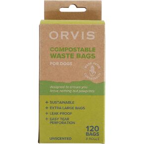 Orvis Compostable Waste Bags for Dogs, Extra Large, Unscented Green Dog Poo Bags, 48 Rolls, 720 Bags Total | Compostable Doggy Bags Made from Cornstarch, 9in x 14in