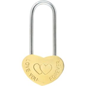 Honbay Love Lock Without Key, Engraved Love You Forever Double Heart Padlock, Solid Brass Heart Lock, Wish Lock, Everlasting Love for Lovers, Romantic Padlock