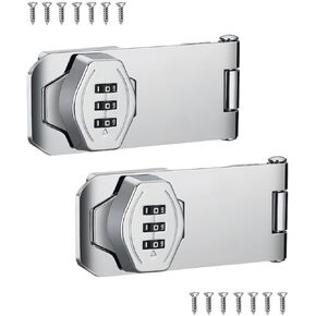 Password Rotary Hasp Locks, 2 Pack Door Security Slide Latch Lock,Black Digit Combination Lock for Small Doors, Cabinets, Barn Door, Bathroom, Outdoor, Garage, Garden