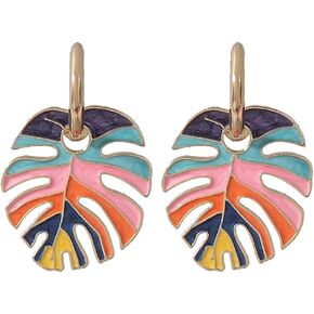 Monstera Leaf Earrings, Colorful Palm Leaf Dangle Earrings for Women, Bohemian Tree Leaf Earrings, Tropical Plant Leaf Stud Earrings Leaf Boho Jewelry, Coconut Palm Leaf Drop Earrings for Girls, Cute Leaf Statement Earrings Accessories Gift