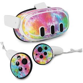 MightySkins Glossy Glitter Skin Compatible with Meta Quest 3 - Tie Dye Splatter | Protective, Durable High-Gloss Glitter Finish | Easy to Apply
