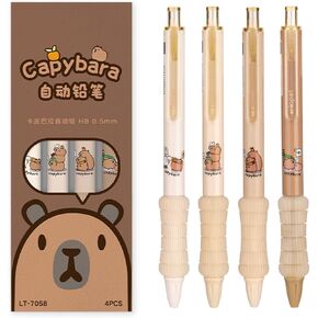 4 Pcs Mechanical Pencils 0.5mm Cute Capybara Mechanical Pencil Kawaii Cartoon Pencils School Pencil for Kids Students Girls Women (4Pcs Capybara)