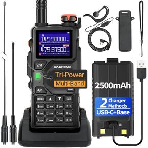 BAOFENG K5PLUS Ham Radio Long Range (Upgraded of UV-5R) Handheld UV-K5 Walkie Talkies Long Distance Two Way Radio with Copy Frequency,AM,USB-C Charging,NOAA Weather Receiver for Hunting