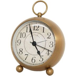 Desk Clocks, Small Table Alarm Clocks for Shelf Bedroom Office,Vintage Metal Aesthetic Living Room Decor Clock with Night Light, Non Ticking Silent Battery Operated Cute Clocks (Blue)