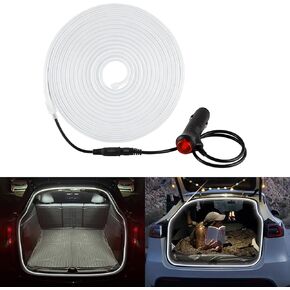 Trunk LED Light for Tesla Model Y 2021-2024 Accessories Car Interior White Ambient Lighting Strip Bar Cigarette Lighter Plug Silicone Waterproof 12V