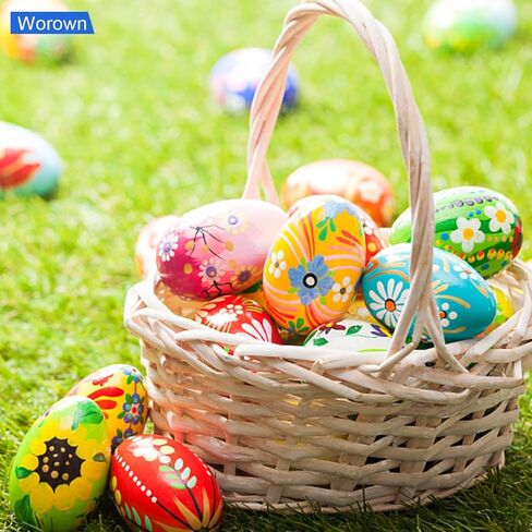 36 عبوة من 3 بيضات خشبية مزيفة من Worown، بيضة صناعية مقاس 2.3 بوصة، بيضات يدوية لتزيين بيض عيد الفصح أو ديكور المنزل (أبيض وأخضر وبني) in Kuwait