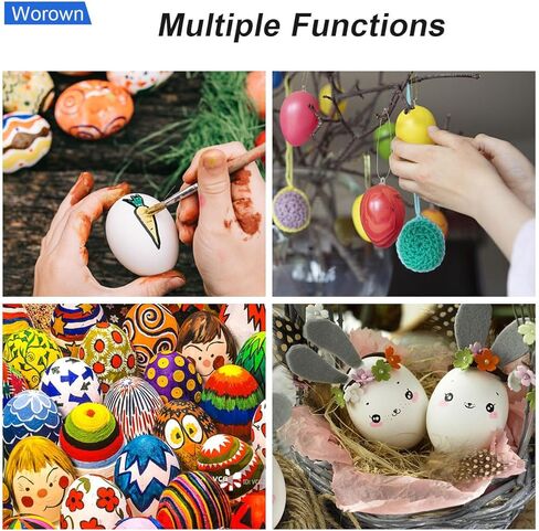 36 عبوة من 3 بيضات خشبية مزيفة من Worown، بيضة صناعية مقاس 2.3 بوصة، بيضات يدوية لتزيين بيض عيد الفصح أو ديكور المنزل (أبيض وأخضر وبني) in Kuwait