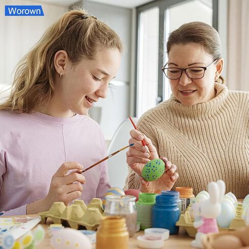 36 عبوة من 3 بيضات خشبية مزيفة من Worown، بيضة صناعية مقاس 2.3 بوصة، بيضات يدوية لتزيين بيض عيد الفصح أو ديكور المنزل (أبيض وأخضر وبني) in Kuwait