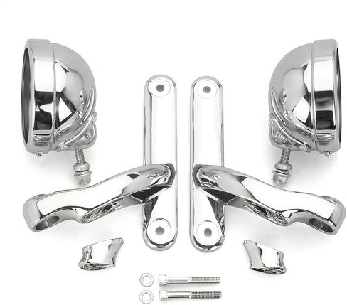 For harley street glide fog passing light kit LED motorcycle fog Auxiliary Lighting Bracket for harley davidson spot light bracket (Bracket + Mounts -Chromed) in Saudi Arabia