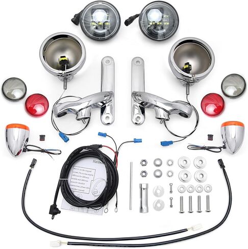 For harley street glide fog passing light kit LED motorcycle fog Auxiliary Lighting Bracket for harley davidson spot light bracket (Bracket + Mounts -Chromed) in Saudi Arabia