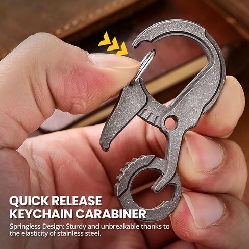 EDCFANS Titanium Carabiner Keychain Clip, Key Chain with Bottle Opener and Key Ring Holder, EDC Tactical Quick Release Keychain, Cool Bike Design Carabiner Clip, Car Keys Organizer for Men and Women in Kuwait