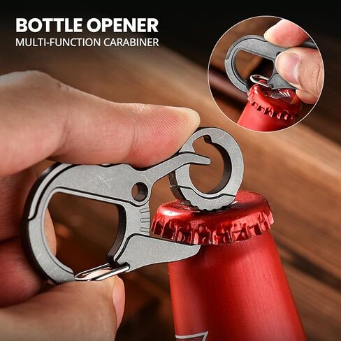 EDCFANS Titanium Carabiner Keychain Clip, Key Chain with Bottle Opener and Key Ring Holder, EDC Tactical Quick Release Keychain, Cool Bike Design Carabiner Clip, Car Keys Organizer for Men and Women in Kuwait