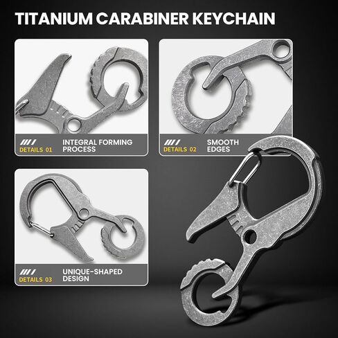 EDCFANS Titanium Carabiner Keychain Clip, Key Chain with Bottle Opener and Key Ring Holder, EDC Tactical Quick Release Keychain, Cool Bike Design Carabiner Clip, Car Keys Organizer for Men and Women in Kuwait