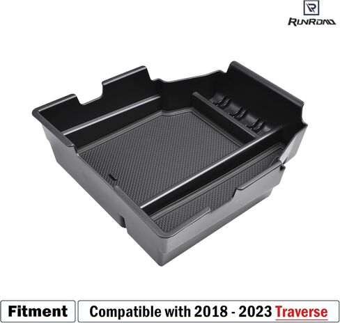صينية تنظيم وحدة التحكم المركزية متوافقة مع ملحقات Chevy Traverse 2018-2021 2022 2023، أدخل صندوق تخزين ثانوي من مادة ABS صينية مسند للذراع باللون الأسود in Kuwait