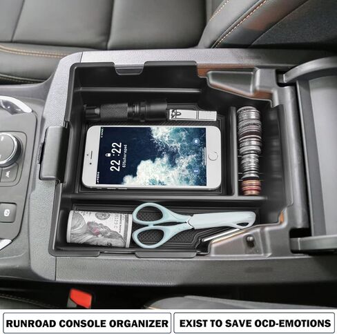 صينية تنظيم وحدة التحكم المركزية متوافقة مع ملحقات Chevy Traverse 2018-2021 2022 2023، أدخل صندوق تخزين ثانوي من مادة ABS صينية مسند للذراع باللون الأسود in Kuwait