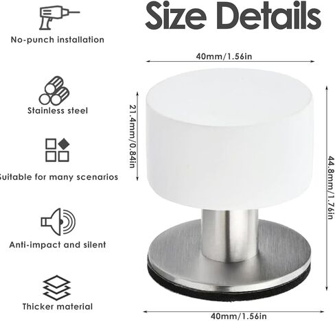 Door Stoppers,Door Stop with White Rubber Bumper & Stainless Steel Body Heavy Duty Door Stopper Wall Protector Sound Dampening for Home & Office Use 2 Pack in Saudi Arabia