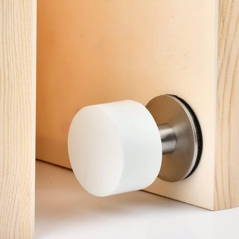 Door Stoppers,Door Stop with White Rubber Bumper & Stainless Steel Body Heavy Duty Door Stopper Wall Protector Sound Dampening for Home & Office Use 2 Pack in Saudi Arabia