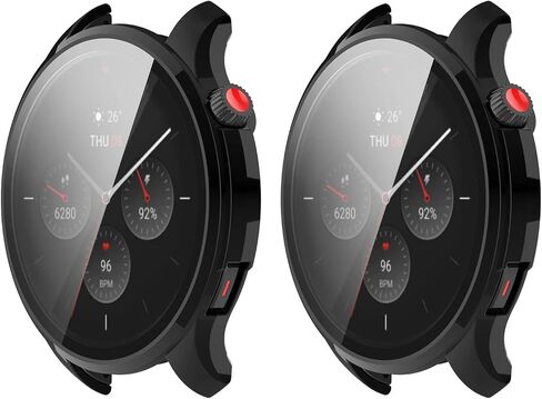 Case Compatible for Amazfit GTR 4 Watch Case Cover, Screen Protector All-Around Case Hard PC Bumper Full Cover Shell Cases for Amazfit GTR4 GTR 4 Smartwatch Accessory (black+black) in Saudi Arabia