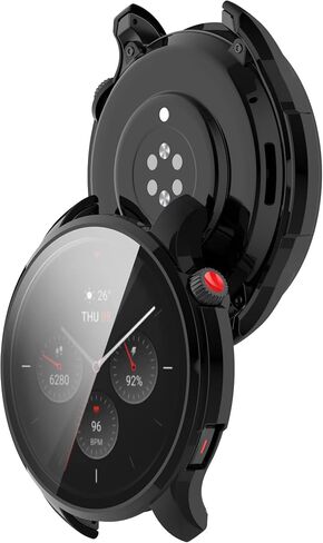 Case Compatible for Amazfit GTR 4 Watch Case Cover, Screen Protector All-Around Case Hard PC Bumper Full Cover Shell Cases for Amazfit GTR4 GTR 4 Smartwatch Accessory (black+black) in Saudi Arabia