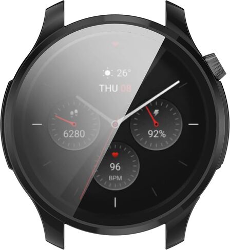 Case Compatible for Amazfit GTR 4 Watch Case Cover, Screen Protector All-Around Case Hard PC Bumper Full Cover Shell Cases for Amazfit GTR4 GTR 4 Smartwatch Accessory (black+black) in Saudi Arabia