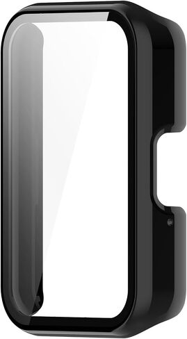 حافظة تغطية كاملة مع واقي شاشة متوافق مع هاتف Samsung Galaxy Fit3 (SM-R390)، والكمبيوتر الشخصي وغطاء حماية من الزجاج الحقيقي وملحقات الساعة (PC/أسود) in Saudi Arabia
