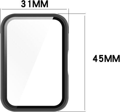حافظة تغطية كاملة مع واقي شاشة متوافق مع هاتف Samsung Galaxy Fit3 (SM-R390)، والكمبيوتر الشخصي وغطاء حماية من الزجاج الحقيقي وملحقات الساعة (PC/أسود) in Saudi Arabia