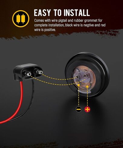Partsam 2 قطعة 2 بوصة كهرماني مستدير 9 مصابيح LED لشاحنات المقطورة مع عاكسات، مقاومة للماء IP67، تتضمن أسلاك التوصيل المصنوعة وحلقات مطاطية in Saudi Arabia