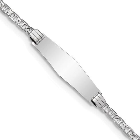سوار Jewels By Lux قابل للنقش حسب الطلب من الذهب الأبيض عيار 14 قيراط من الذهب الأبيض الصلب الناعم على شكل مرساة للرجال والنساء بطول 7 بوصات وعرض 7.8 ملم مع مشبك مخلب جراد البحر in Saudi Arabia