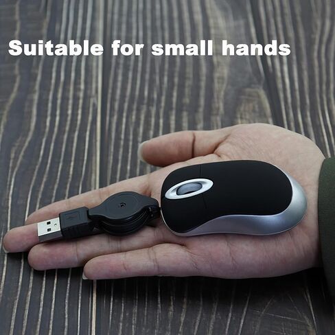 Wired Mouse, Small Retractable Cable USB Mouse Mini Optical Mouse,1600DPI Travel Mouse for Kids, Portable Corded Mice for Laptop, Office, Home,Travel, Computer in Kuwait