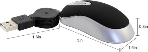 Wired Mouse, Small Retractable Cable USB Mouse Mini Optical Mouse,1600DPI Travel Mouse for Kids, Portable Corded Mice for Laptop, Office, Home,Travel, Computer in Kuwait