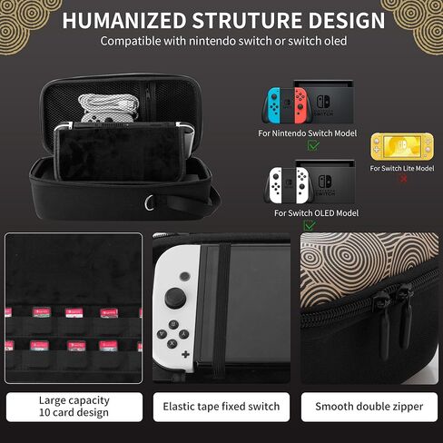 HYPERCASE Switch Carrying Case for Zelda Tears of the Kingdom, Built-in Stand Travel Bag Pouch for Nintendo Switch & OLED, Fit for Switch Dock/Pro Controller, AC Charger Adapter, Console & Accessories in Kuwait