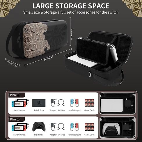 HYPERCASE Switch Carrying Case for Zelda Tears of the Kingdom, Built-in Stand Travel Bag Pouch for Nintendo Switch & OLED, Fit for Switch Dock/Pro Controller, AC Charger Adapter, Console & Accessories in Kuwait
