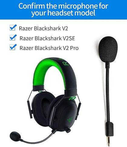 بديل لسماعات الألعاب اللاسلكية Razer BlackShark V2/V2SE وV2 Pro مقاس 3.5 ملم قابلة للفصل مع ميكروفون من الفوم - Blackshark V2 Mic (أسود) in Kuwait