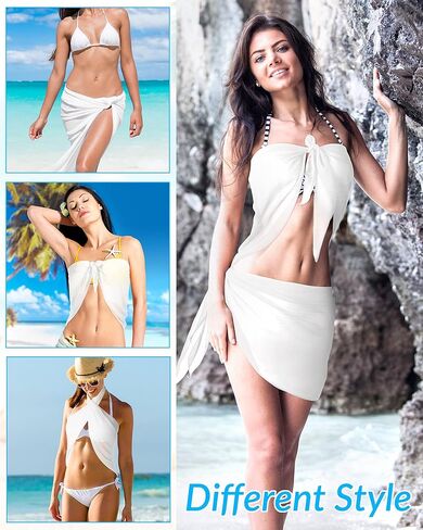 40 قطعة ملابس سباحة نسائية قصيرة من Sarong لتغطية الشاطئ، بيكيني شفاف، بدلة استحمام ملفوفة من الشيفون، تنورة تغطية (متعددة الألوان) in Kuwait