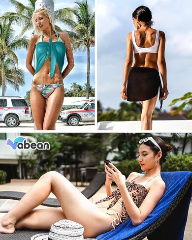 40 قطعة ملابس سباحة نسائية قصيرة من Sarong لتغطية الشاطئ، بيكيني شفاف، بدلة استحمام ملفوفة من الشيفون، تنورة تغطية (متعددة الألوان) in Kuwait